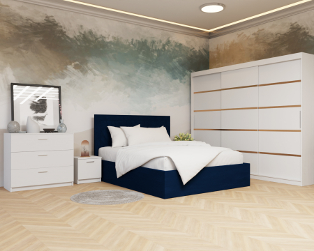 Dormitor: Lotus Pat Tapitat Dressing 250x200 Alb 3 usi  [2]