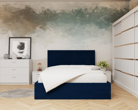 Dormitor: Lotus Pat Tapitat Dressing 250x200 Alb 3 usi 