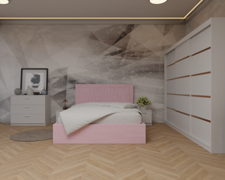 Dormitor: Lotus Pat Tapitat Dressing 250x200 Alb 3 usi 