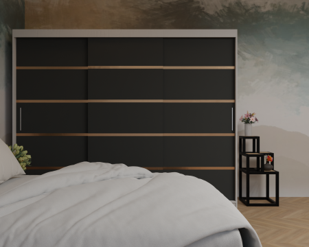 Dormitor: Lotus Pat Tapitat Dressing 250x200 Alb&Antracit 3 Usi [4]