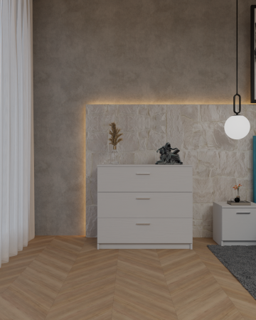 Dormitor Lotus Pat Tapitat Dressing 150x200 Alb 2 usi [3]