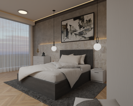 Dormitor Lotus Pat Tapitat Dressing 150x200 Alb 2 usi cu Oglinda [2]