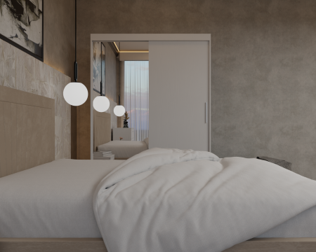 Dormitor Lotus Pat Tapitat Dressing 150x200 Alb 2 usi cu Oglinda [3]