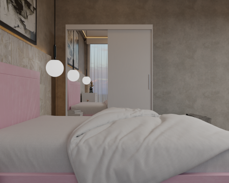 Dormitor Lotus Pat Tapitat Dressing 150x200 Alb 2 usi cu Oglinda [3]