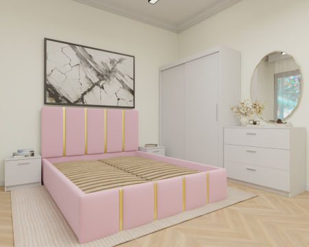 Dormitor MILANO Tapitat 2 usi Alb [2]