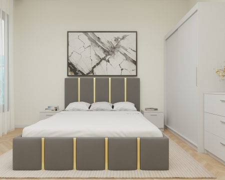 Dormitor MILANO Tapitat 2 usi Alb