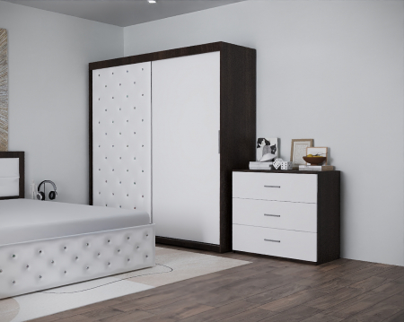 Dormitor Nemira New Wenge&Alb Tapitat 2 Usi [1]