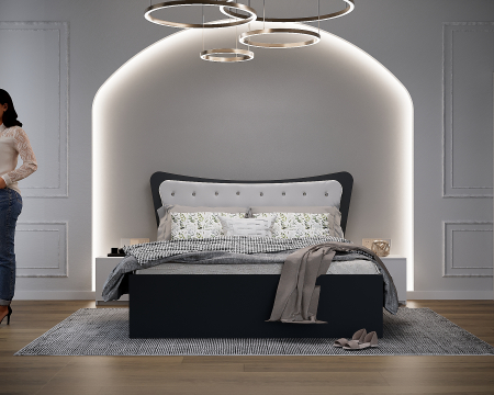 Dormitor Vista Tapitat Alb&Gri Antracit Dressing 3 usi 250x200 [1]