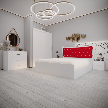 Dormitor Vista Tapitat Alb&Rosu [2]