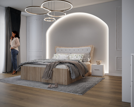 Dormitor Vista Tapitat Alb&Sonoma Dressing 3 usi 250x200 [3]