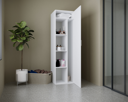 Baie - Dulap depozitare baie 54 x 194 x 54 cm Alb