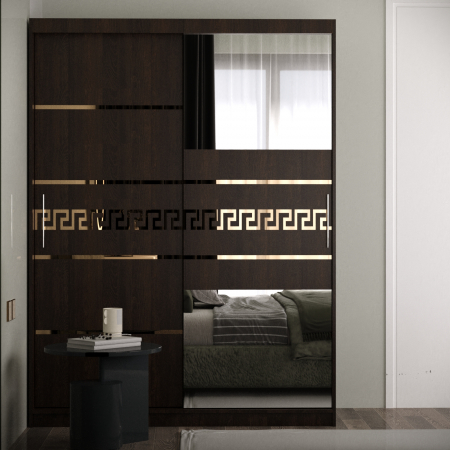 Mobila Dormitor - Dulap Venus Gold cu Oglinda Wenge