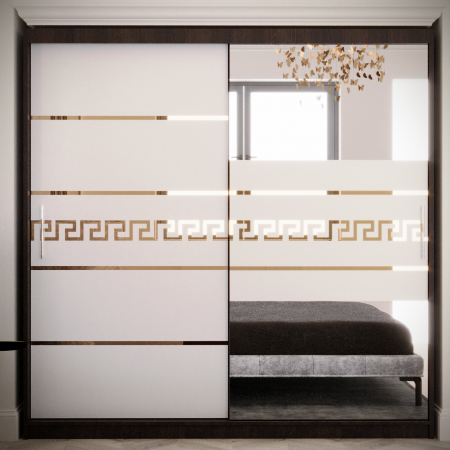 Mobila Dormitor - Dulap Venus Gold cu Oglinda Wenge&Alb 200*200