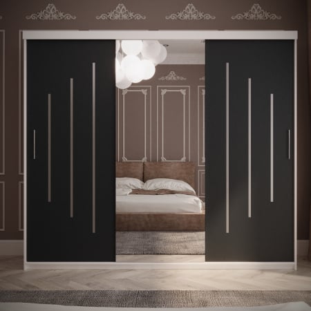 Mobila Dormitor - Dulap Venus Space 230*200 Cu Oglinda Alb&Antracit,