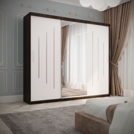 Dulap Venus Space 230*200 Cu Oglinda Wenge&Alb, [1]