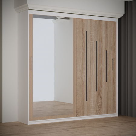 Dulap Venus Space cu Oglinda 200*200 Alb&Sonoma, [1]