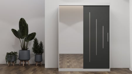 Mobila Dormitor - Dulap Venus Space 150x200 cu Oglinda Alb&Antracit