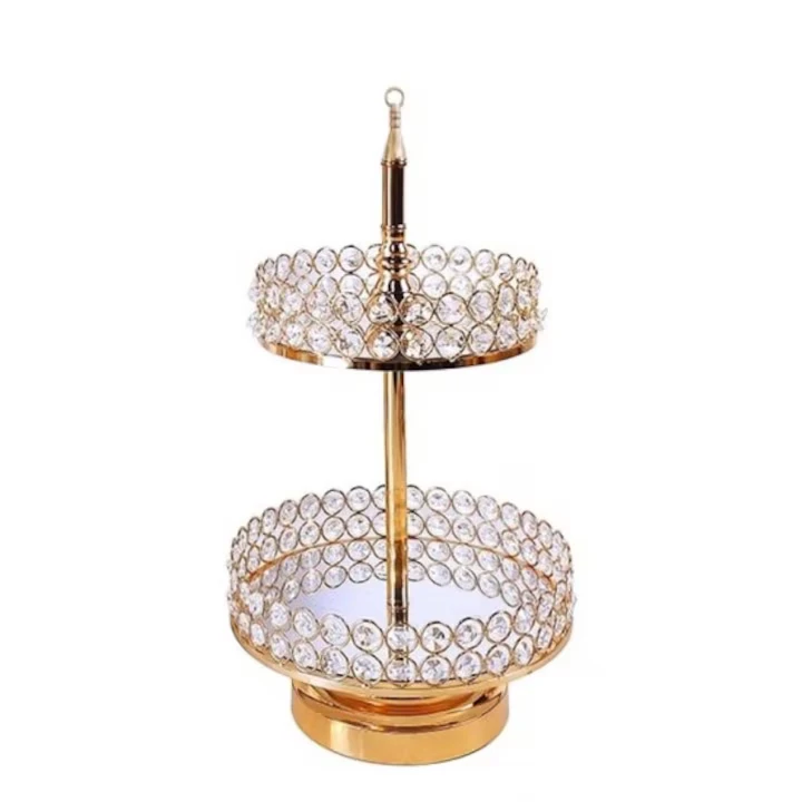 Aranjamente - ✨Fructiera etajata GOLD LUXURY DIN METAL SI STICLA 55X25X25