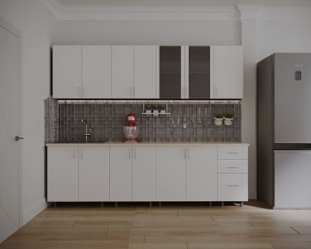 Seturi Mobila Bucatarie - Bucatarie Lana 2.6, PAL, Blat termorezistent, Alb/Wenge, 260 x 60 x 200 cm