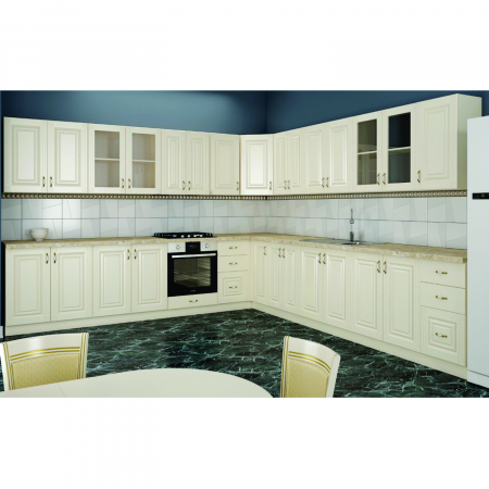 Seturi Mobila Bucatarie - Mobila bucatarie pe colt Roma Colt 2, Crem, MDF, 260 x (90x60 blat colt) x 260 cm