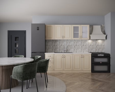 Seturi Mobila Bucatarie - Bucatarie Roma 2.0 m, Crem, MDF, 200 x 60 x 200 cm