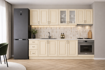 Mobila Bucatarie MDF - Mobila bucatarie Roma New 2.6 MDF, Crem, 260 x 60 x 200 cm