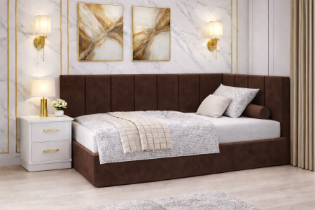 Pat Tapitat Bubu cu Somiera Rabatabila si Lada de depozitare