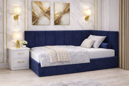 Pat Tapitat Bubu cu Somiera Rabatabila si Lada de depozitare