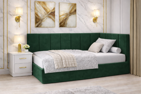 Pat Tapitat Bubu cu Somiera Rabatabila si Lada de depozitare