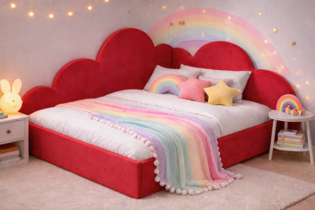 Pat copii tapitat de colt  ,rezistent si confortabil ADELIN