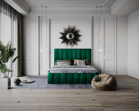 Mobila Dormitor - Pat Nobless Tapitat Verde 160x200