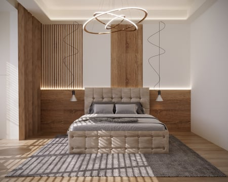 Mobila Dormitor - Pat Regal Tapitat