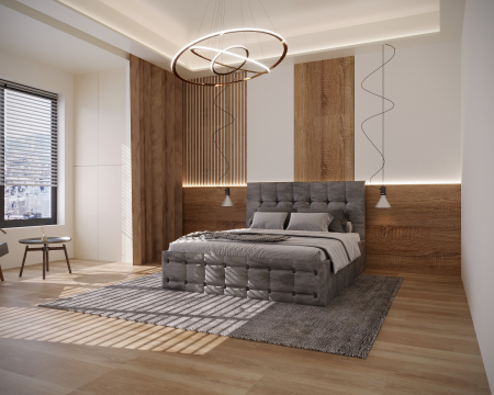 Paturi - Pat Regal Tapitat Gri 180x200