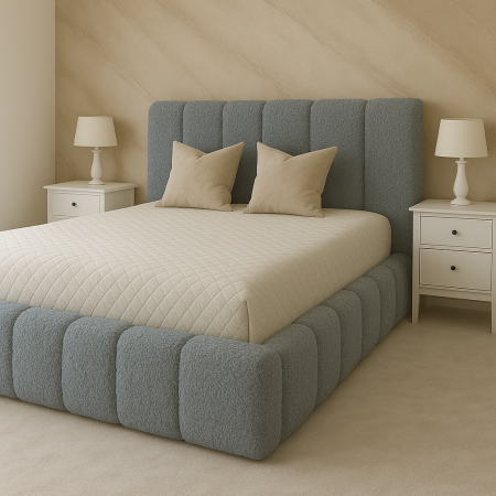 Pat tapitat AURORA , Saltea inclusa, Calitate Superioara   ✔