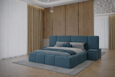 SET Pat ROYAL  cu 2 noptiere tapitate, calitate superioara ✔