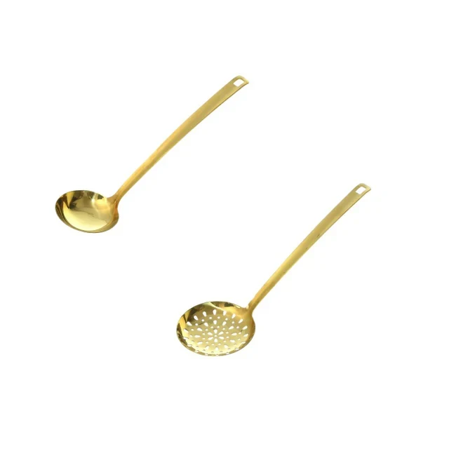Set ustensile Bucatarie 2 PIESE , Polonic si Spumiera , Inox, Auriu✨