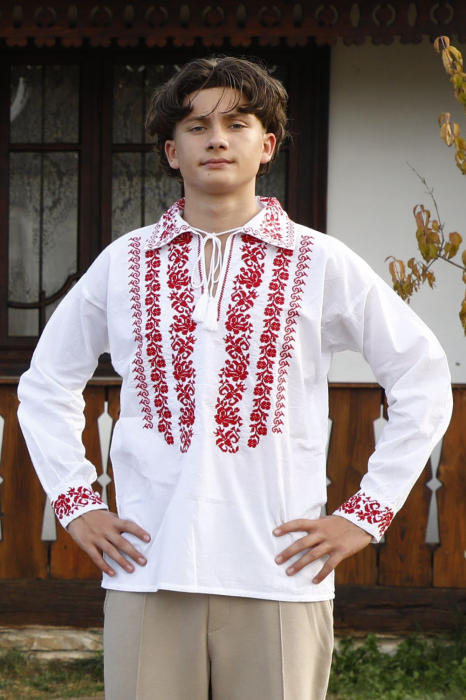 Cămașă tradițională Amza broderie rosie [3]