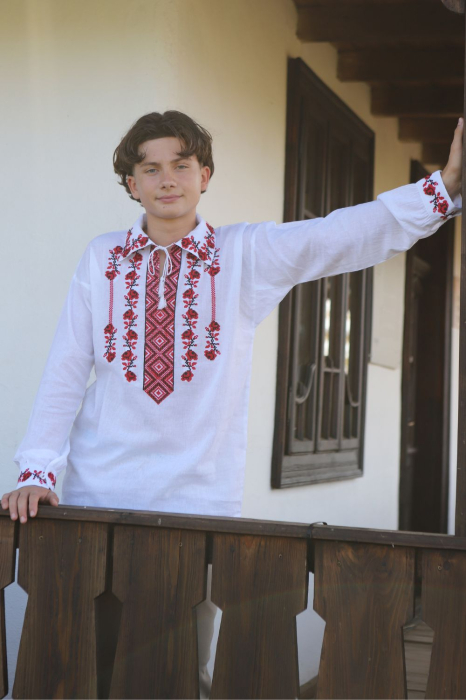 Cămașă tradițională Adelyn broderie rosie [3]