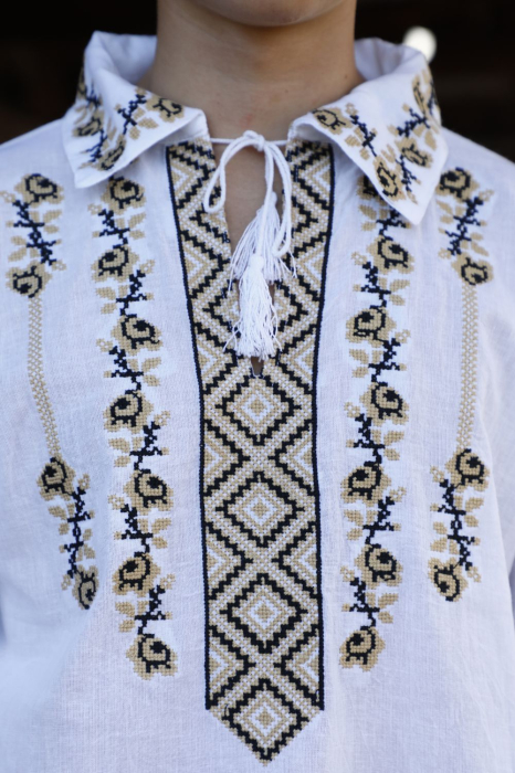 Cămașă tradițională Adelyn broderie bej [3]