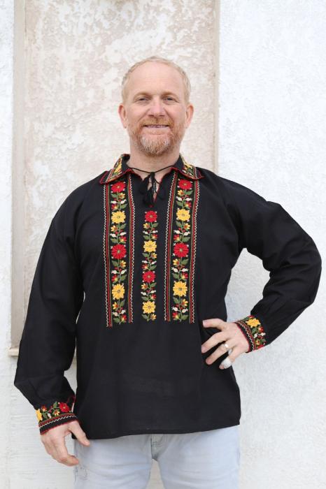 Cămașă tradițională flori de toamna neagra [3]