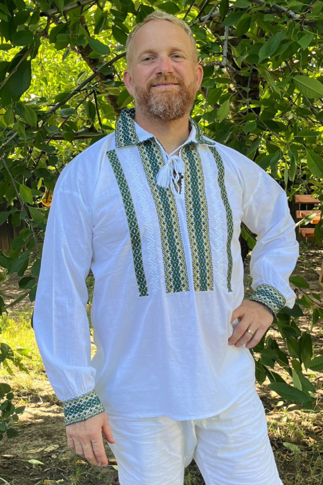 Cămașă tradițională Andronic broderie verde [3]