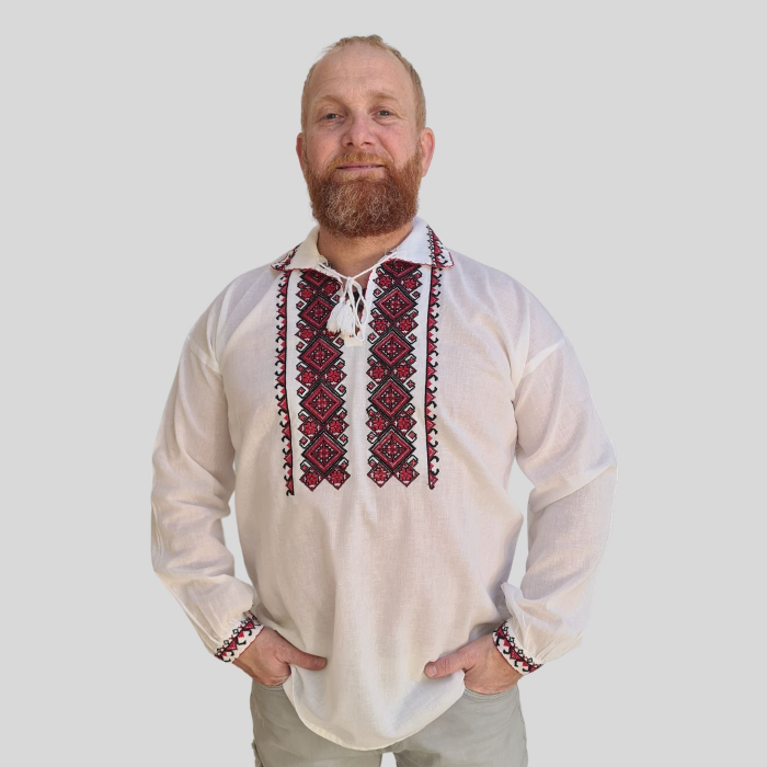 Cămașă tradițională Chiril broderie rosie [2]