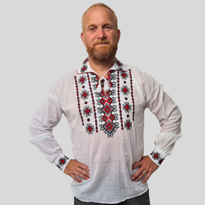 Cămașă tradițională Calinic broderie rosie [2]