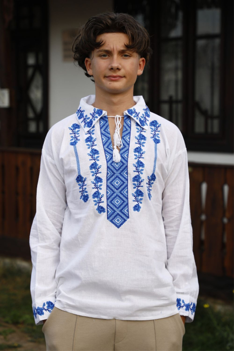 Cămașă tradițională Adelyn broderie albastra [3]