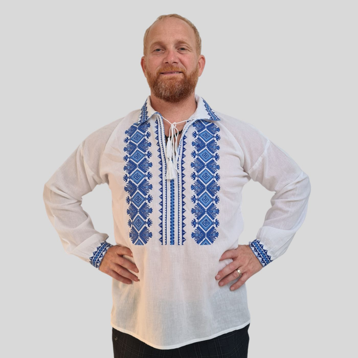 Cămașă tradițională Laviniu broderie albastră [2]