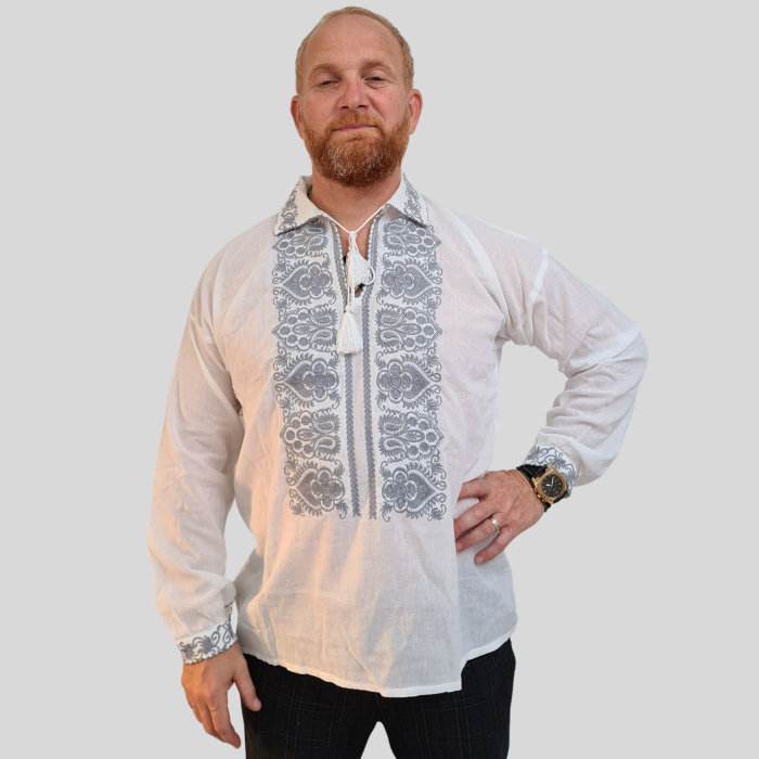 Cămașă tradițională Cosma broderie gri [2]