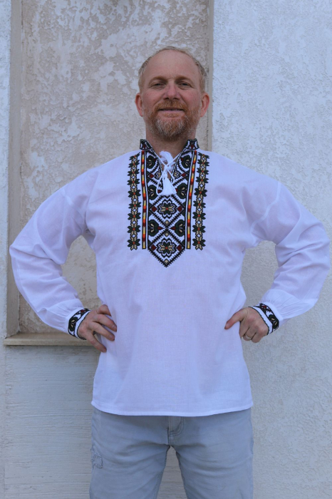 Cămașă tradițională Alisan broderie verde [3]