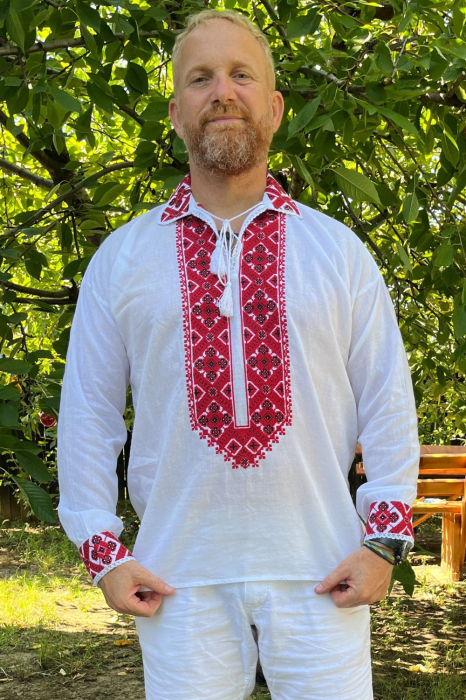 Cămașă tradițională Filimon broderie rosie [3]