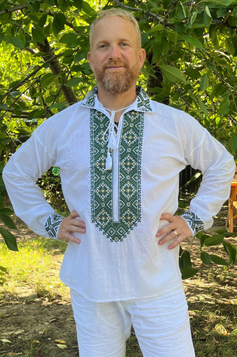 Cămașă tradițională Filimon broderie verde [1]