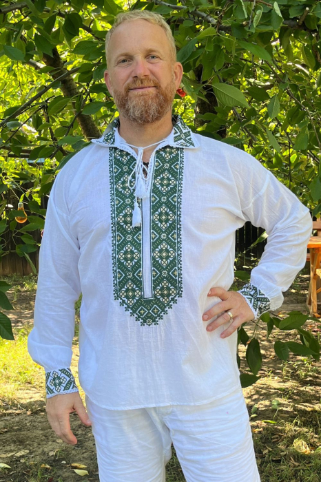 Cămașă tradițională Filimon broderie verde [2]